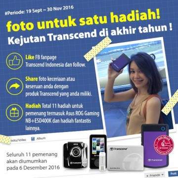 Transcend Adakan Program Undian dengan Hadiah Notebook ASUS ROG, ZenFone dan GoPro